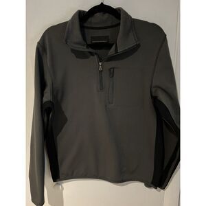 Banana Republic Men's Medium Gray Shell Jacket 1/4 Zip Pocket Mock Neck Pullover